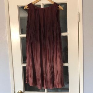 Zara Brown Metallic Pleated Dress Ombré
